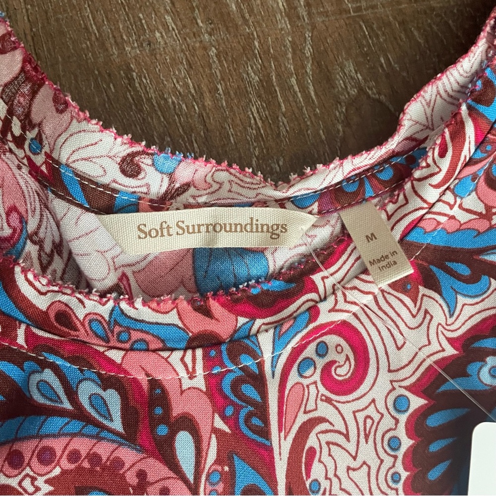 NWT Soft surroundings Kara Paisley Print Pink and Blue Dress - Picture 6 of 9